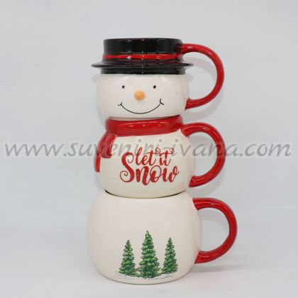комплект коледни чаши „Снежен човек“