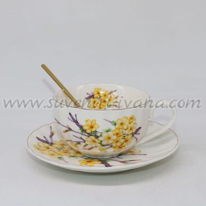 порцеланов комплект жълти цветя