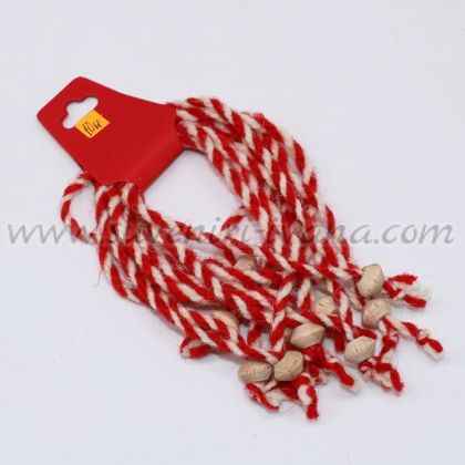 комплект 10 броя мартеници гривни с дървено мънисто