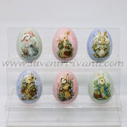 керамично великденско яйце с илюстрация на зайче
