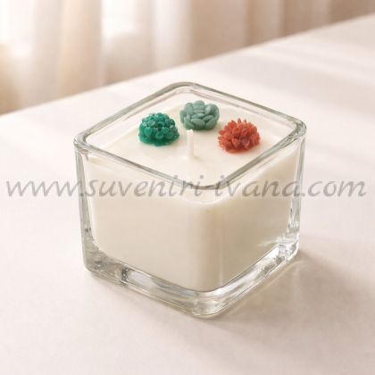 Малка ароматна свещ с жасмин в стъклена чаша 5.5 см