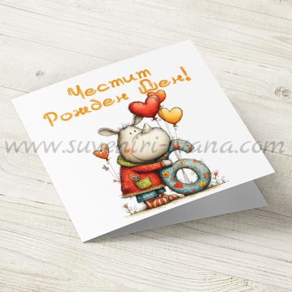 детска картичка честит рожден ден 6 години с балони