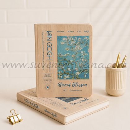 Арт тефтер Ван Гог Almond Blossom с дървени корици