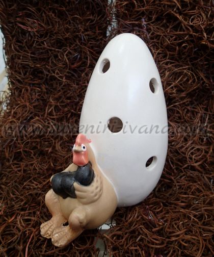 Керамичен светилник яйце с кокошка 8,0 х 16,0 см.