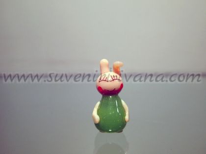 Декоративна фигурка зайче от муранско стъкло 1,5 х 2,5 см.