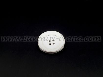 Дървен елемент копче с покритие от бял акрил 3,0 см.
