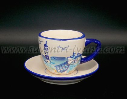 керамична чаша с чинийка