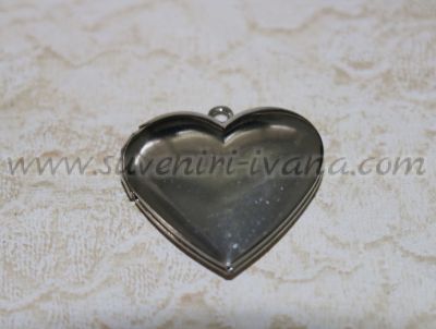 сребърно сърце за медальони 28 мм