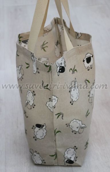платнена чанта за пазар с овце
