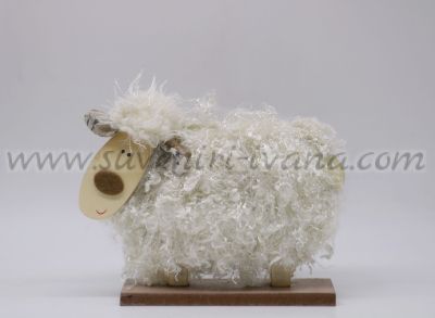 Овца от дърво и текстил, ръчна изработка, малка
