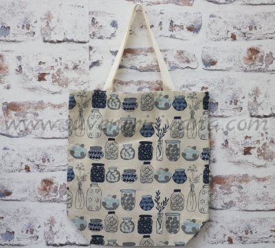 дамска текстилна чанта от ленено-памучен плат десен стъкленици