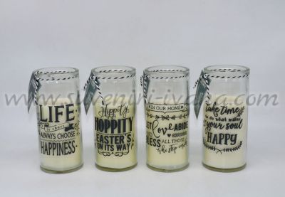 бурканчета с надписи и ароматна свещ