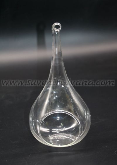 Стъклена топка -капка  за декорация с отвор 8,0 х 14,5 см.