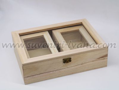 дървени кутии с прозрачен капак
