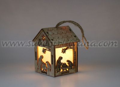 светещи дървени играчки за елха къщичка