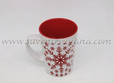 керамични коледни чаши бяло и червено