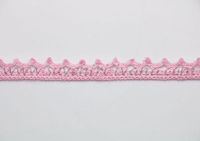 Розова памучна дантела за декорация, ширина 1,0 см.