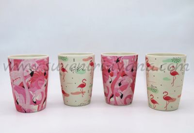 Комплект еко бамбукови чаши с фламинго мотиви