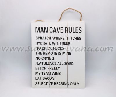 забавна дървена табелка Man cave rules