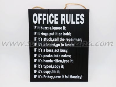 Забавна дървена табелка 'Office Rules'