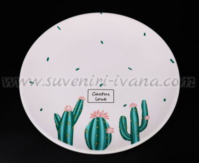 керамична чиния на кактуси