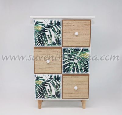 Декоративно дървено шкафче с шест чекмеджета