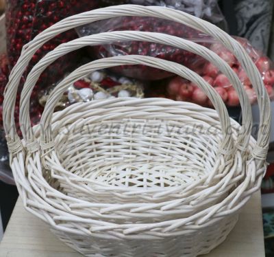 Овални плетени кошници за подаръци или цветя, комплект 3 броя