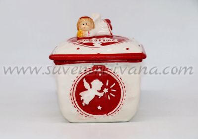 Коледна керамична кутийка за бисквитки
