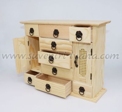 многофункционална дървена кутия за принадлежности с девет чекмеджета