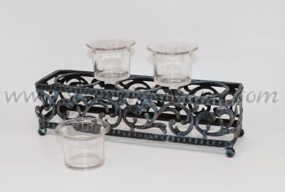 метална основа за свещник с три чашки за чаени свещи