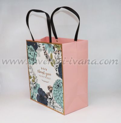 розова подаръчна торбичка на цветя