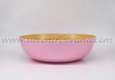 розова купа от бамбук за плодове или салата