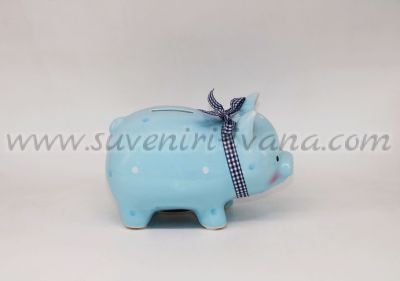 касичка прасе- light blue piggy bank
