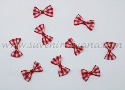 карирани панделки за декорация червено и бяло 2,6 см.