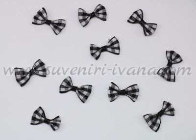 карирани панделки за декорация черно и бяло 2,6 см.