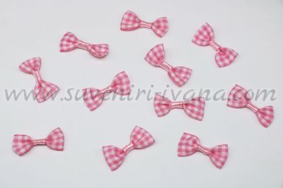 карирани панделки за декорация розово и бяло 3,0 см.