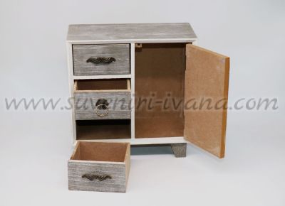 декоративно шкафче на крачета с гардеробче и три чекмеджета
