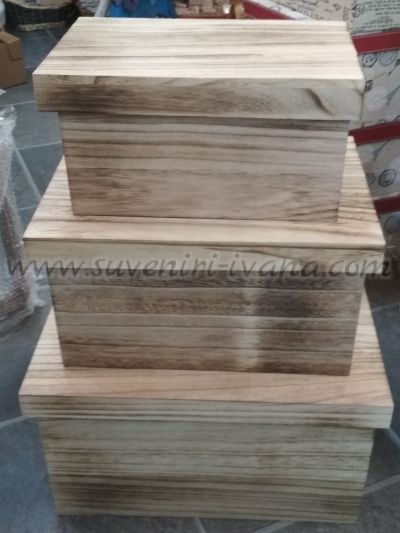 Дървени кутии за съхранение, комплект 3 броя