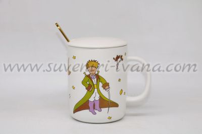 чаша с малкият принц, капаче и метална лъжичка