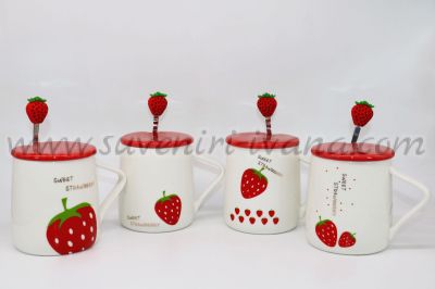 керамични чаши с ягодки серия Sweet strawberry