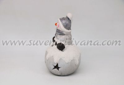 светещ керамичен снежен човек за декорация