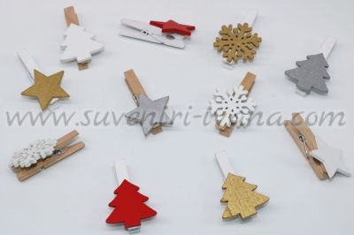 декоративни коледни щипки с елха, звезда и снежинка