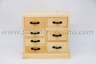 дървена кутия за принадлежности със седем чекмеджета