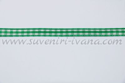 Кариран ширит за декорация в бяло и зелено, ширина 0,6 см.