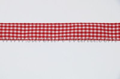 Кариран ширит за декорация в червено и бяло, ширина 2,0 см.