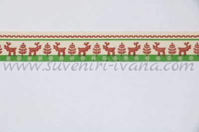 Коледен ширит за декорация еленчета и елхички, ширина 2,0 см.
