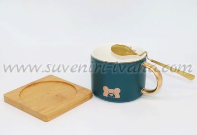 чаша за чай или кафе с бамбукова чинийка