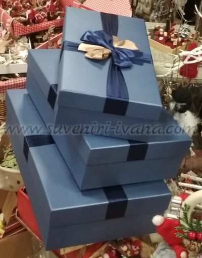 Сини кутии за подаръци, комплект 3 броя