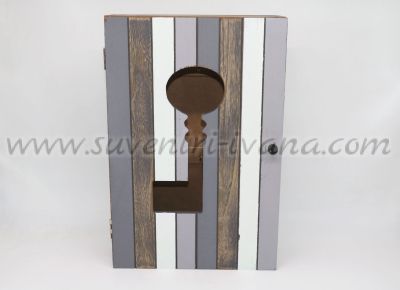 Дървена кутия за ключове с шест закачалки