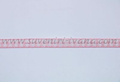Кариран ширит за декорация в бяло и розово, ширина 0,7 см